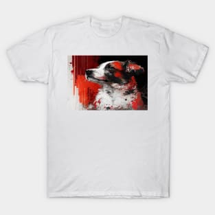 Abstract Splash Painting Of A Dog In Black And Red Colours T-Shirt